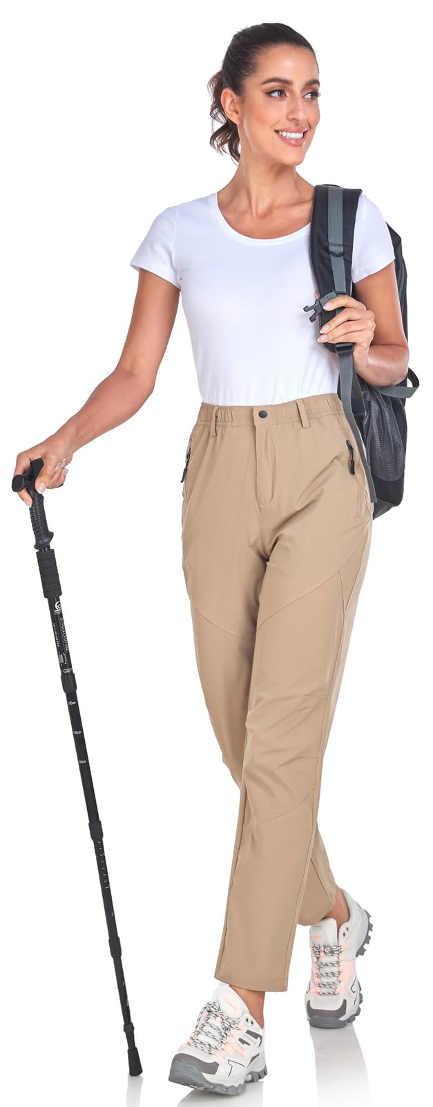 Zooxing women's golf pants with three zipper pockets for secure storage