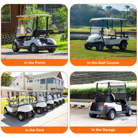 Dimensions 108x48x66 inches shown, fits most 4-seat carts.