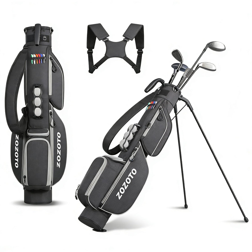 ZOZOTO golf stand bag with built-in stand for easy range access.
