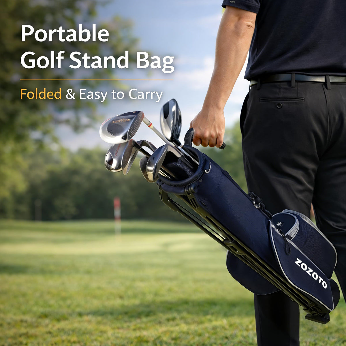 ZOZOTO Golf Stand Bag dual-strap system promotes balanced comfort