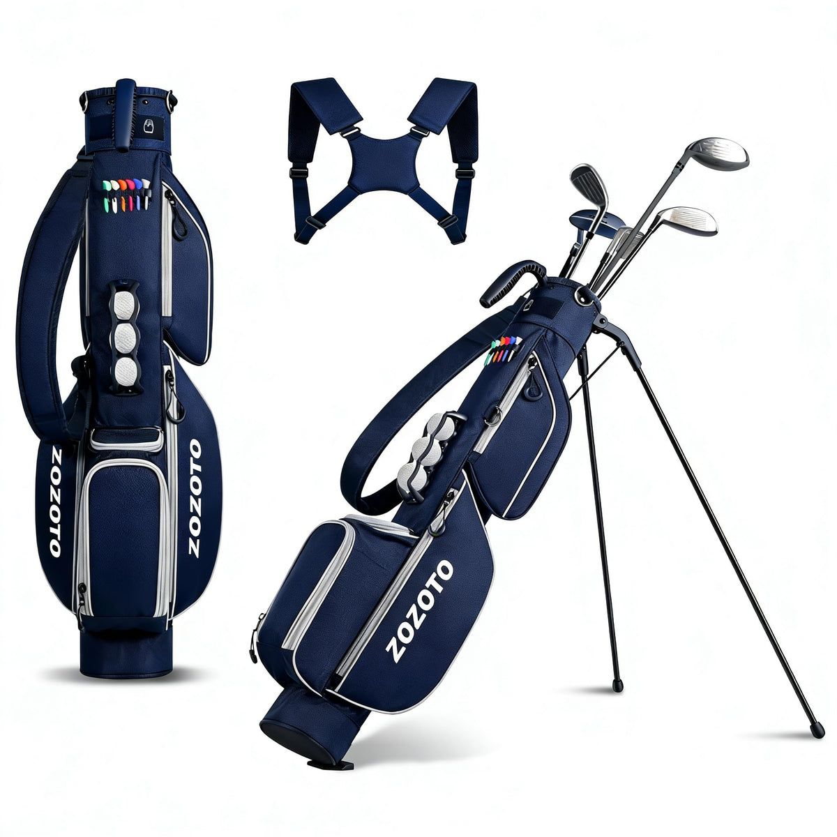 ZOZOTO Golf Stand Bag front view highlighting compact carry for practice