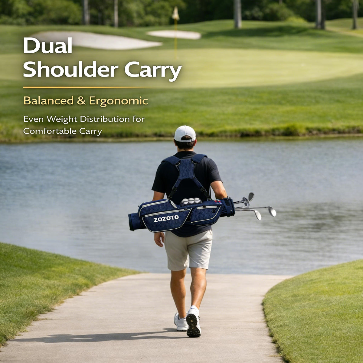 ZOZOTO Golf Stand Bag deployed stand enables quick, hands-free access
