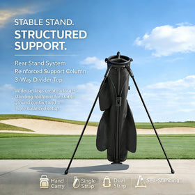 ZOZOTO stand bag close-up highlights durable materials and design.