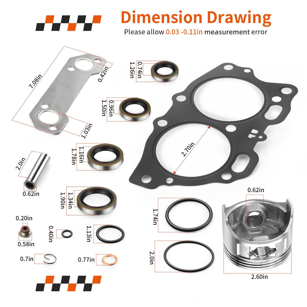 Zozoye EZGO 350cc snap rings included for reliable assembly