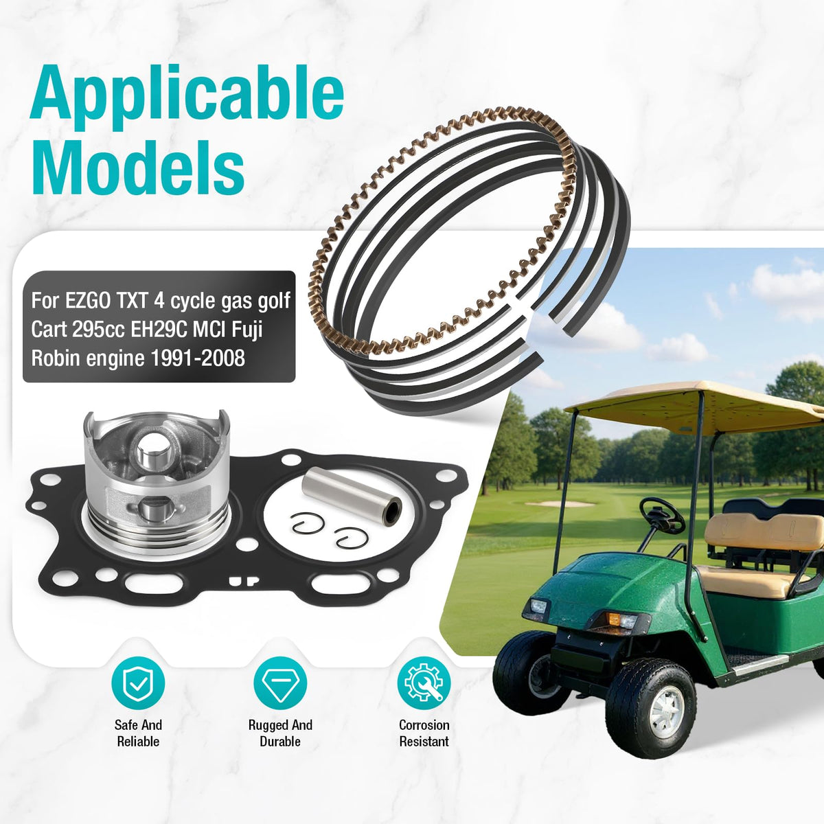 Zozoye EZGO Fuji Robin piston shafts side profile highlights alignment benefits