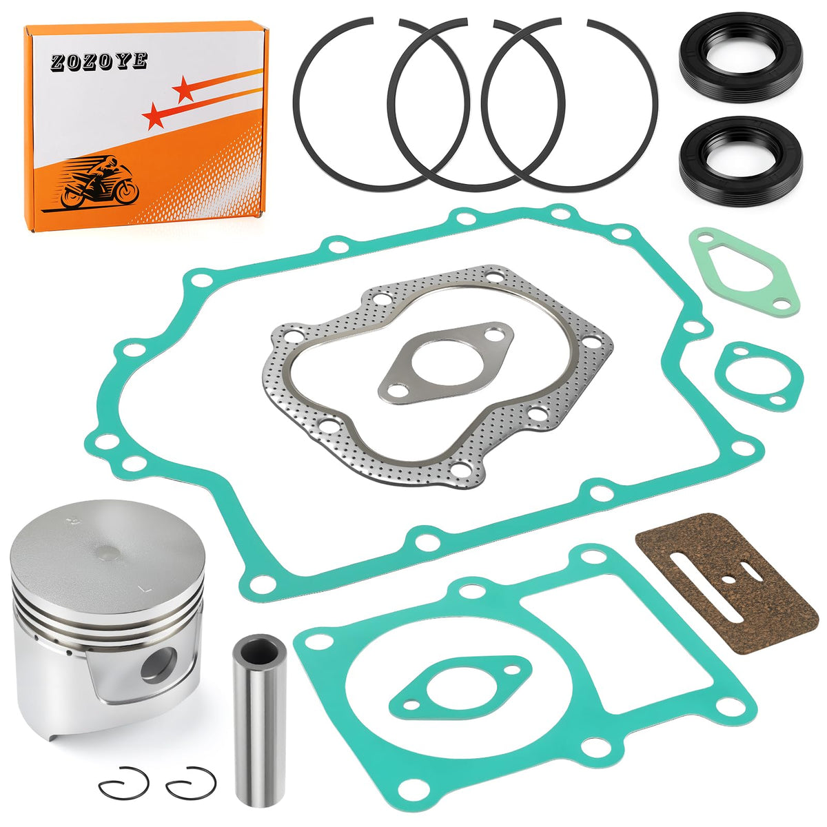 Zozoye KF82 341cc rebuild kit piston rings for reliable engine compression and easier maintenance
