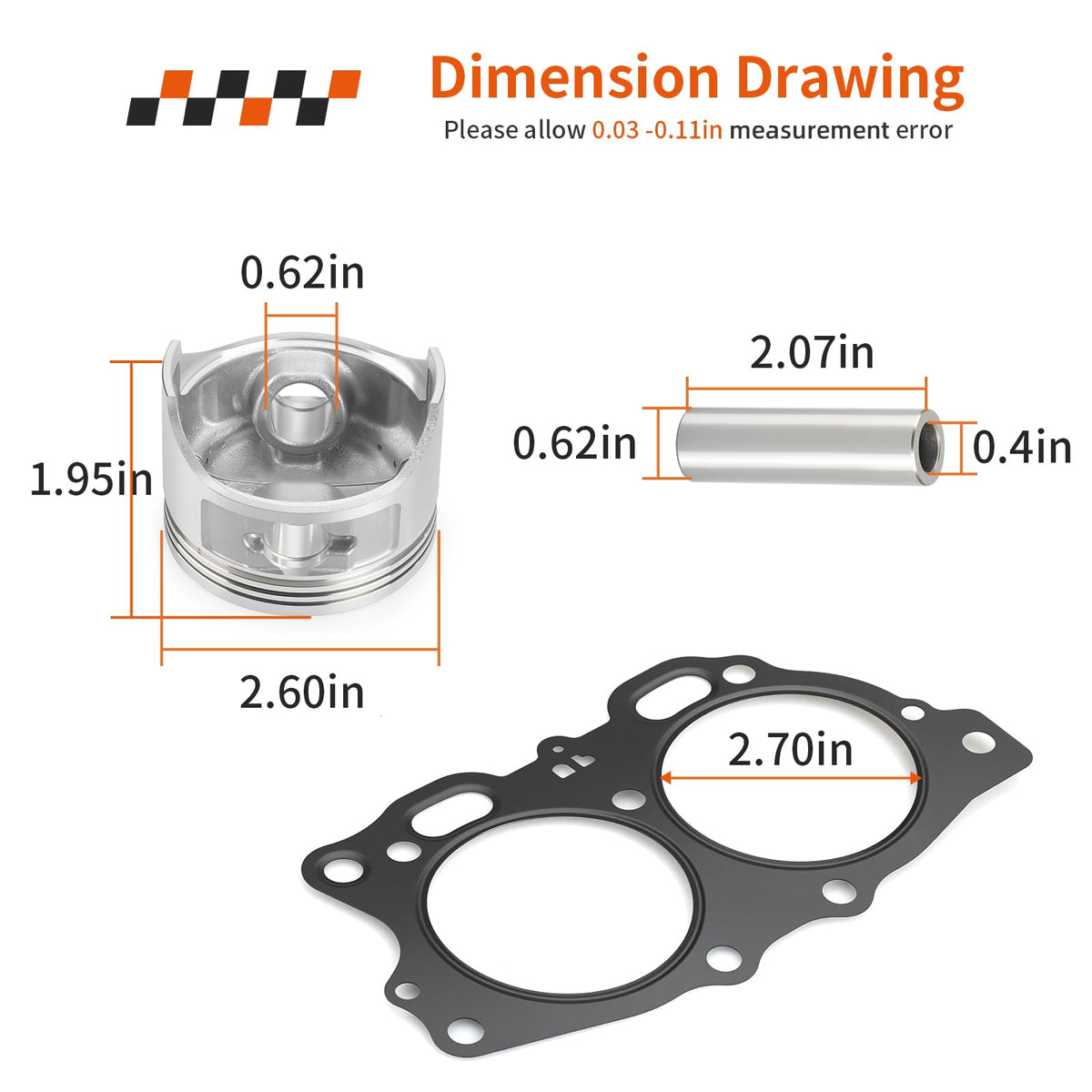 Zozoye standard piston and ring set image shows durable parts.