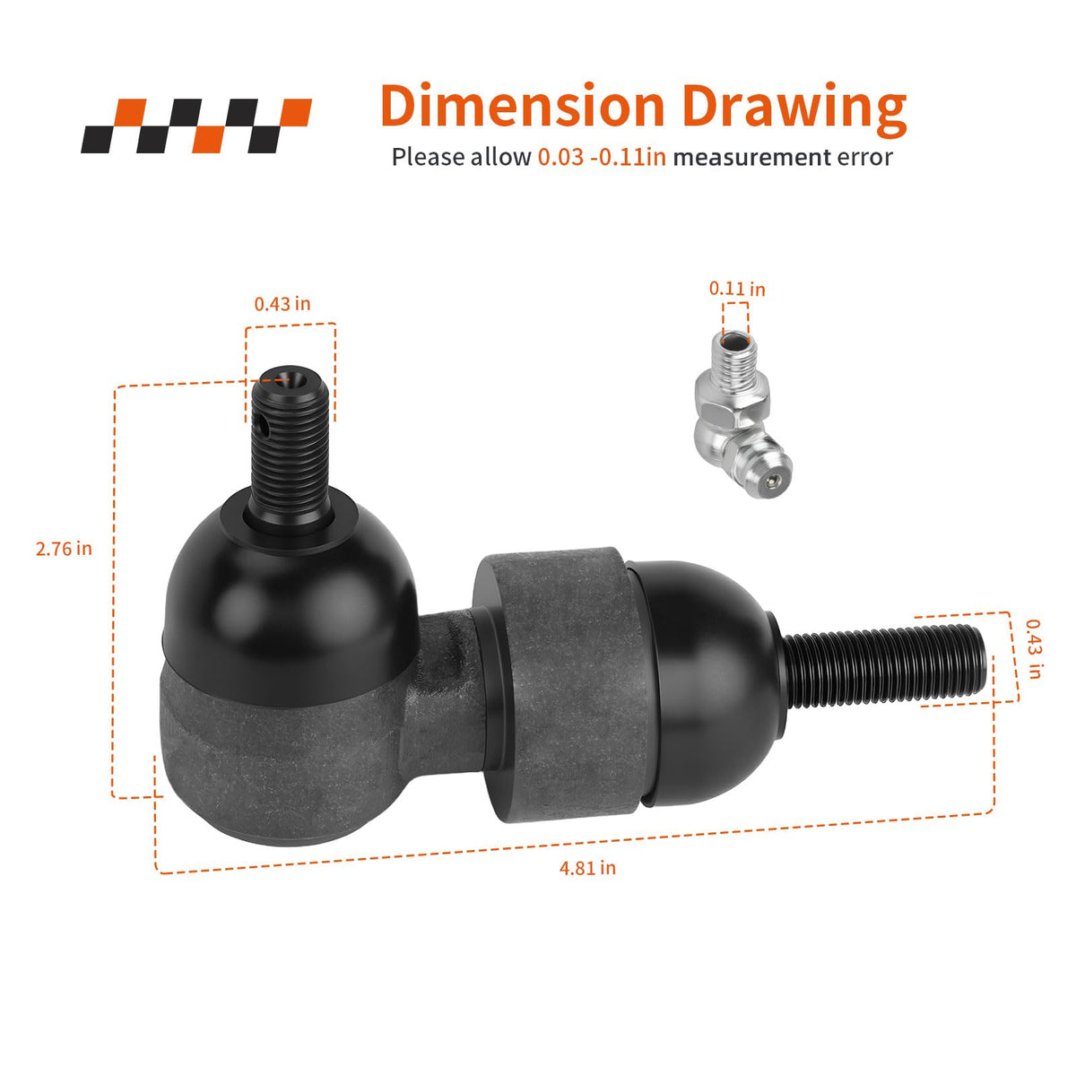 Connection view of Zozoye ball joint between rack and tie rod