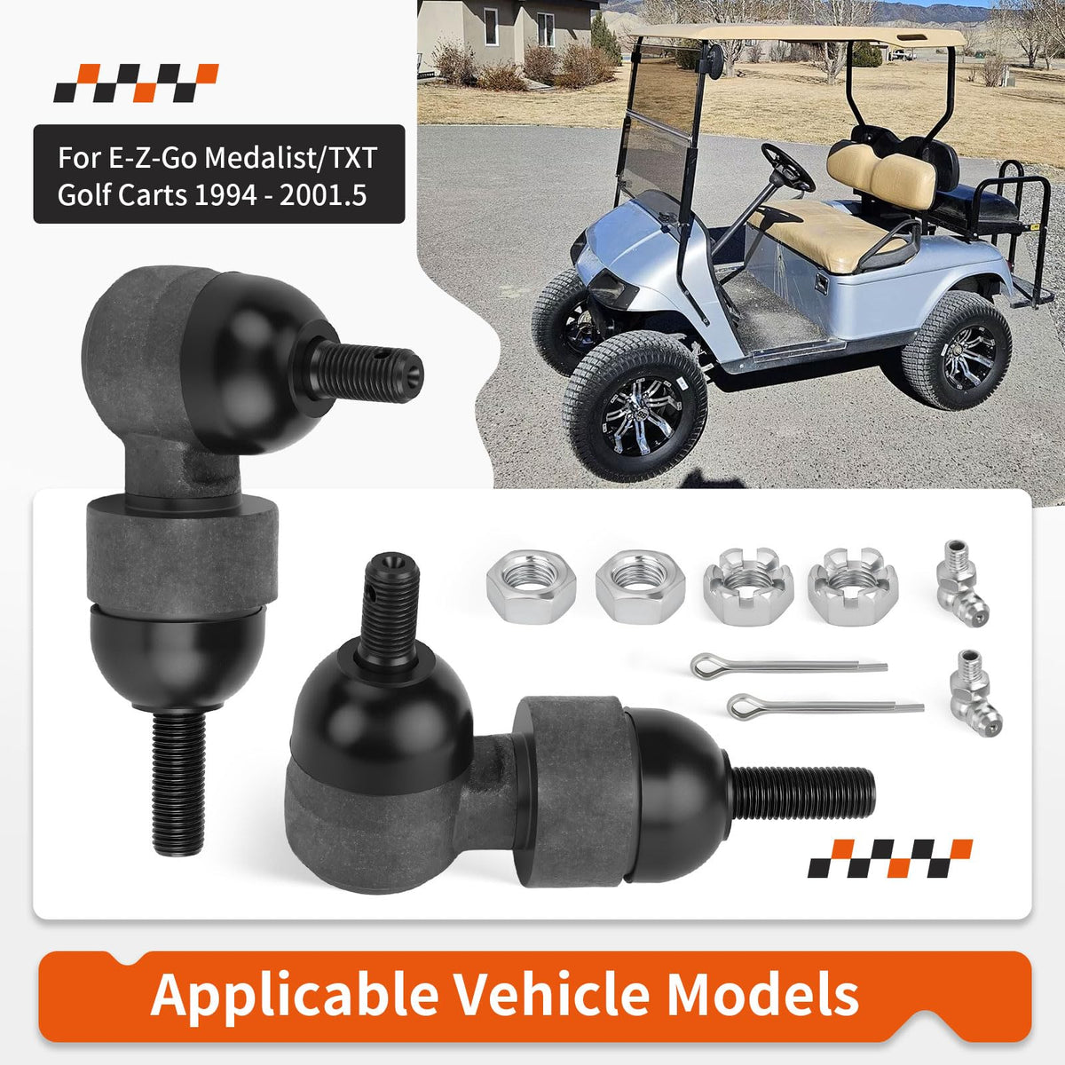 Zozoye steering rack ball joint pair for EZGO TXT Medalist, ready replacement.
