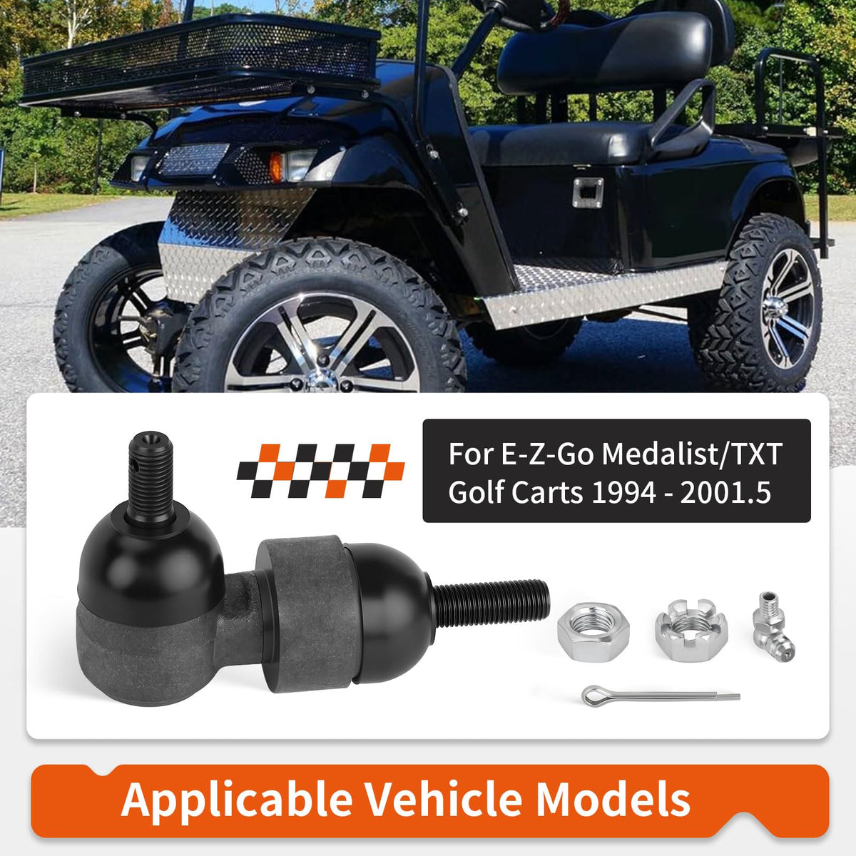 Close-up of Zozoye ball joint for EZGO Medalist/TXT, alignment detail for accurate steering