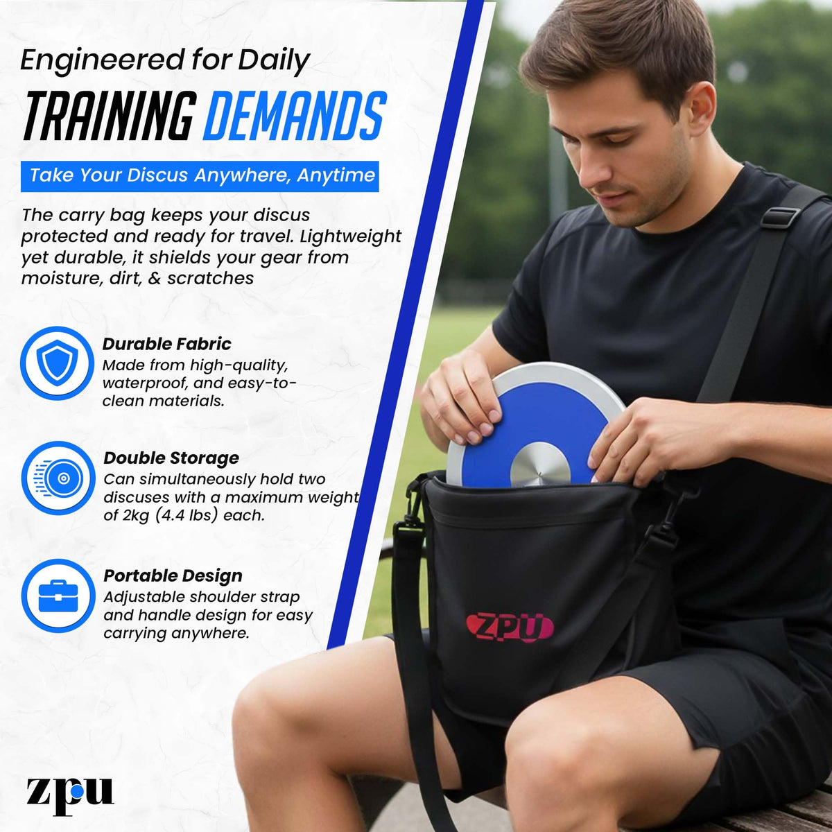 ZPU Discus Carrier waterproof material protects gear during transit