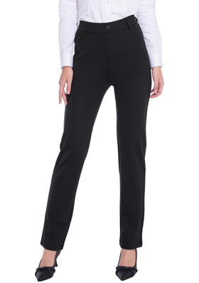 ZTN women's black dress pants front view with four pockets for storage