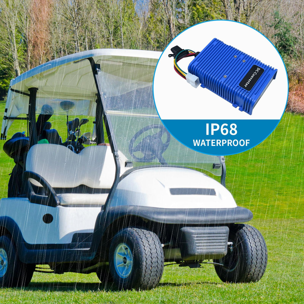 ZUDKSUY compact 12V power supply for golf carts and accessories.
