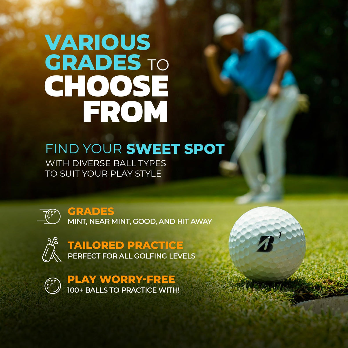 ZUSSET Albatross balls with logos add personality to practice rounds.