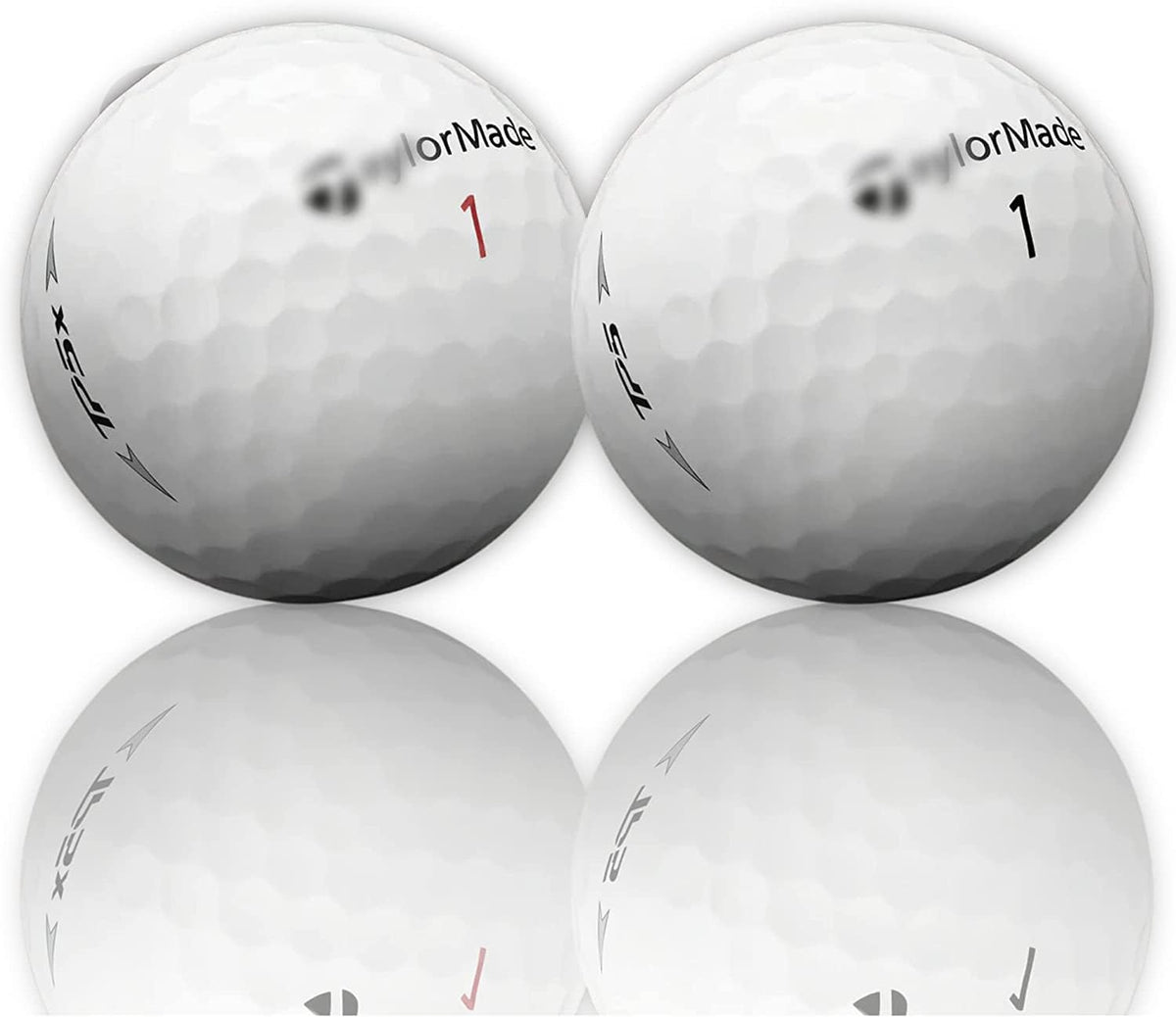 ZUSSET TP5X recycled golf ball close-up, white finish, durable feel for on-course use.