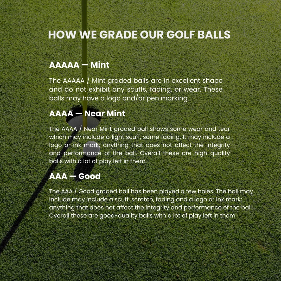 ZUSSET golf ball washed and graded label close-up showing care and consistency.