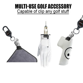 ZWOOGYM driver and putter headcovers supported by a multi-use clip