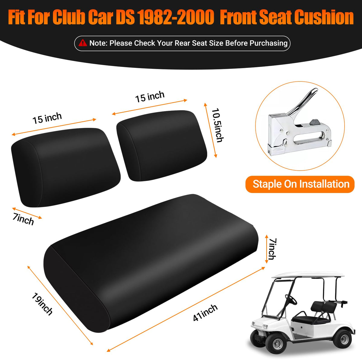 ZWPARTS Club Car DS front seat cover replacement for staples.