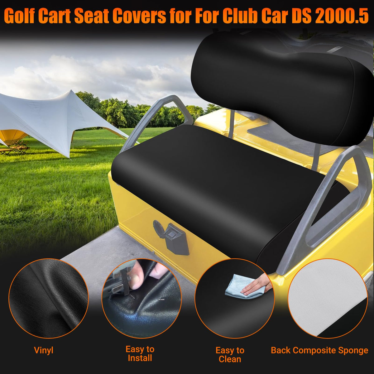 Easy-clean functionality of ZWPARTS black seat cover for clubs and carts