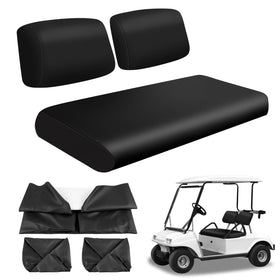 ZWPARTS golf cart front seat cover in black microfiber leather protects seats.