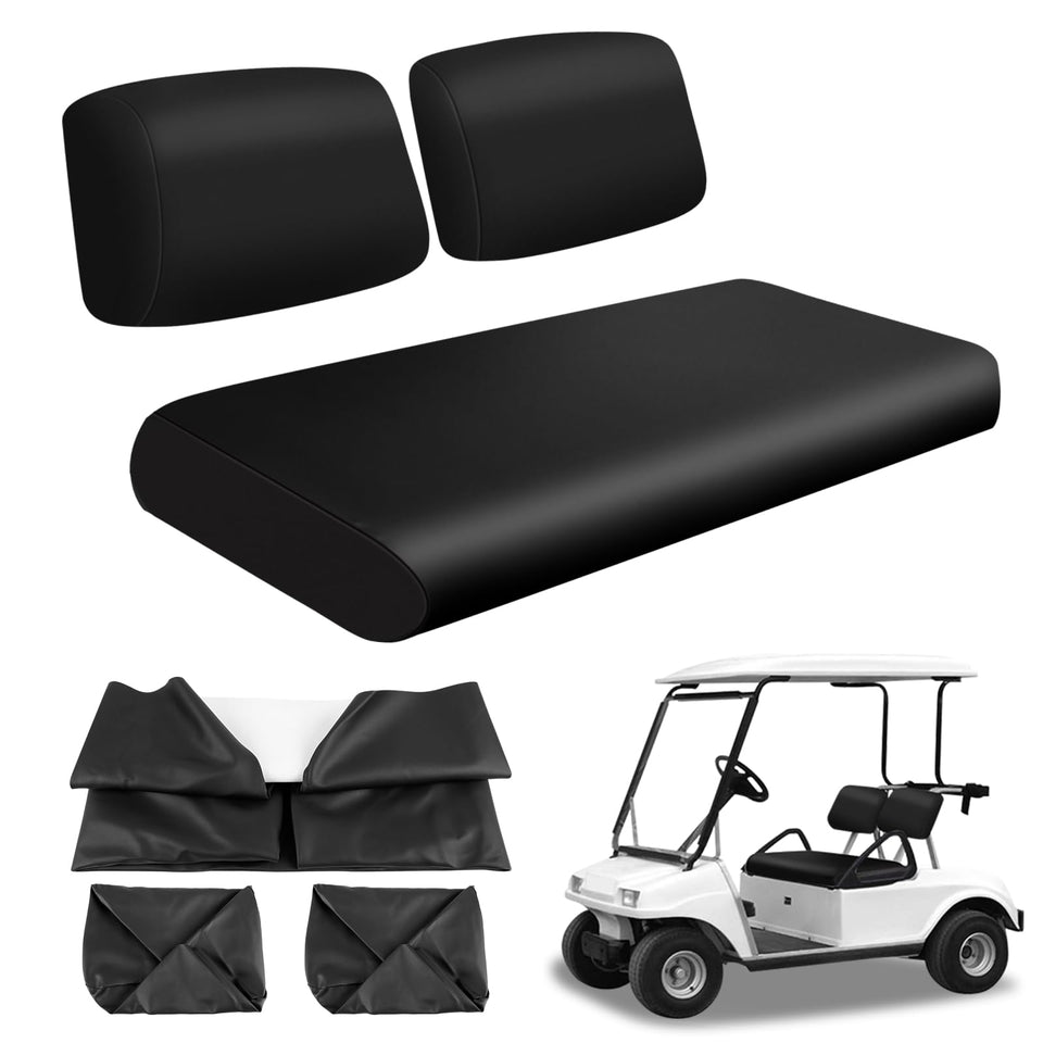 ZWPARTS golf cart front seat cover in black microfiber leather protects seats.