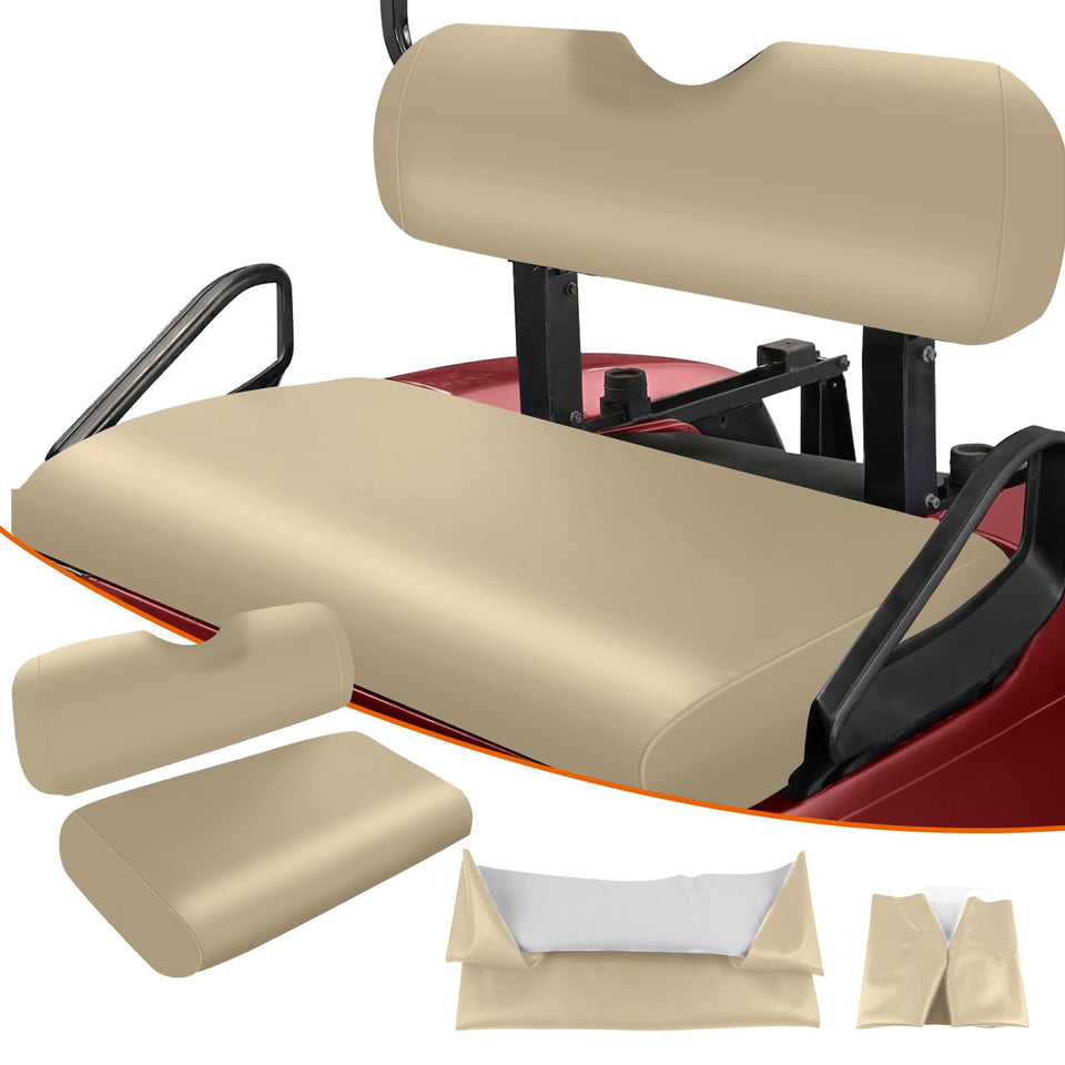 ZWPARTS golf cart front seat cover EZGO TXT beige installed for refreshed interior